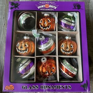 Christopher Radko Halloween Shiny Brite Vintage Pumpkin Ornaments Set